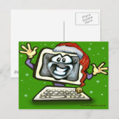 Computer Santa Feestdagenkaart (Voorkant / Achterkant)