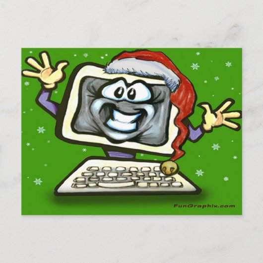 Computer Santa Feestdagenkaart (Voorkant)