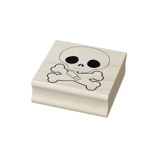 Computer schedel met usb illustratie kunst stempel (Stempel)