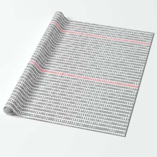 Computer Science Binary (zwart en rood) Cadeaupapier (Uitgerold)
