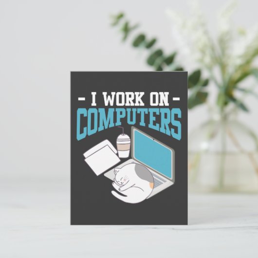 Computer Science Cat Gaming Nerd Kitten Programmer Briefkaart (Staand voorkant)