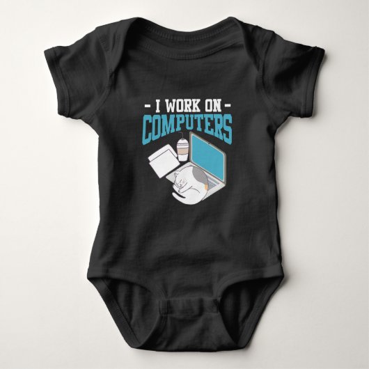 Computer Science Cat Gaming Nerd Kitten Programmer Romper (Voorkant)