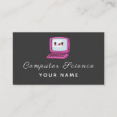 Computer Science Cute Kawaii-laptop Elegant Grey Visitekaartje (Voorkant)
