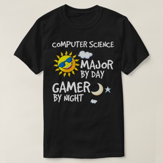 Computer Science Major Door Dag Door Nacht College T-shirt (Design voorkant)