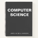 Computer Science Personalized School Black Graph Notitieboek<br><div class="desc">Computerwetenschappen | Gepersonaliseerd schoolgrafisch papier zwart-wit Notitieboek</div>