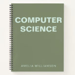 Computer Science Personalized School Olive Graph Notitieboek<br><div class="desc">Computerwetenschappen | Gepersonaliseerd schoolgrafisch document Olive Green Notitieboek</div>