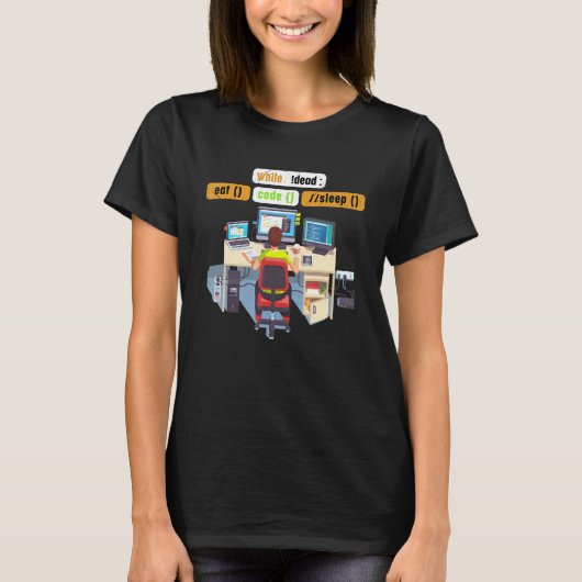 Computer Science Python Coder Eat Code Slaapstand  T-shirt (Voorkant)