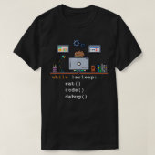 Computer Science Python Programmer Eat Code Debug T-shirt (Design voorkant)