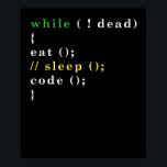 Computer Science Python Programmer Eat Code Slaap Poster<br><div class="desc">Ken je iemand die van dit t-shirt zou houden? Koop het voor hen als cadeau. Perfect om bij hakkathons,  bij een baan van de softwareontwikkeling,  of bij een huis kantoor te worden gedragen.</div>