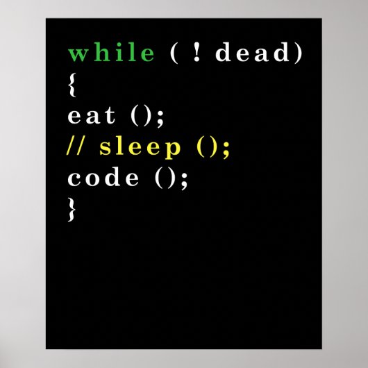 Computer Science Python Programmer Eat Code Slaap Poster (Voorkant)