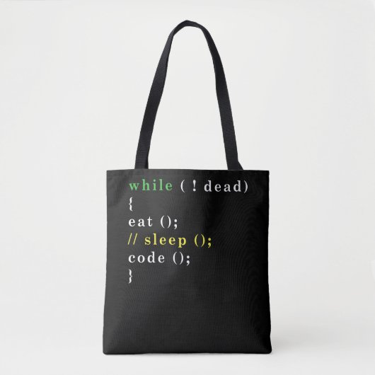 Computer Science Python Programmer Eat Code Slaap Tote Bag (Voorkant)