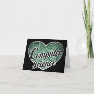 Computer Science Retro Heart Blackboard Love Bedankkaart