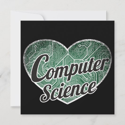 Computer Science Retro Heart Blackboard Love Kaart (Voorkant)