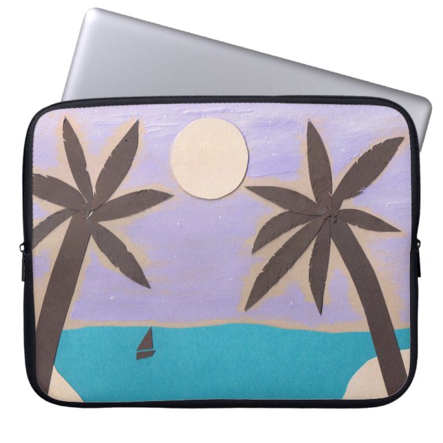 Computer Sleeve met Palm Beach Scene (Voorkant)