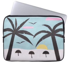 Computer Sleeve met Sunset Beach Scene