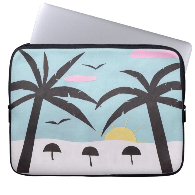 Computer Sleeve met Sunset Beach Scene (Voorkant)