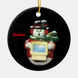 COMPUTER SNOWMAN COLLECTOR TEACHER XMAS KERAMISCH ORNAMENT