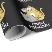 Computer Spint-grammer Funny Cat Pun Dark BG Cadeaupapier (Rol Hoek)