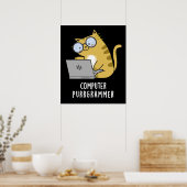 Computer Spint-grammer Funny Cat Pun Dark BG Poster (Keuken)