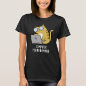Computer Spint-grammer Funny Cat Pun Dark BG T-shirt (Voorkant)