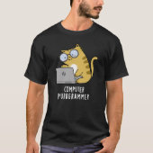 Computer Spint-grammer Funny Cat Pun Dark BG T-shirt (Voorkant)