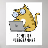 Computer Spint-grammer Funny Cat Pun Poster (Voorkant)