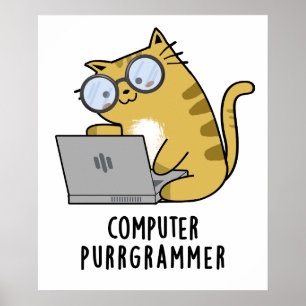 Computer Spint-grammer Funny Cat Pun Poster