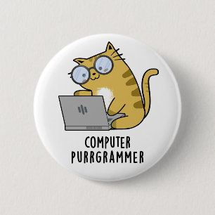 Computer Spint-grammer Funny Cat Pun Ronde Button 5,7 Cm