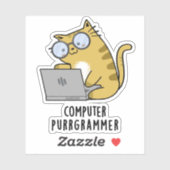 Computer Spint-grammer Funny Cat Pun Sticker (Vel)