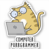 Computer Spint-grammer Funny Cat Pun Sticker (Voorkant)