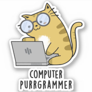 Computer Spint-grammer Funny Cat Pun Sticker
