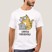 Computer Spint-grammer Funny Cat Pun T-shirt (Voorkant)