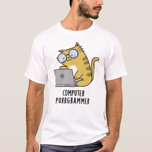Computer Spint-grammer Funny Cat Pun T-shirt (Voorkant)