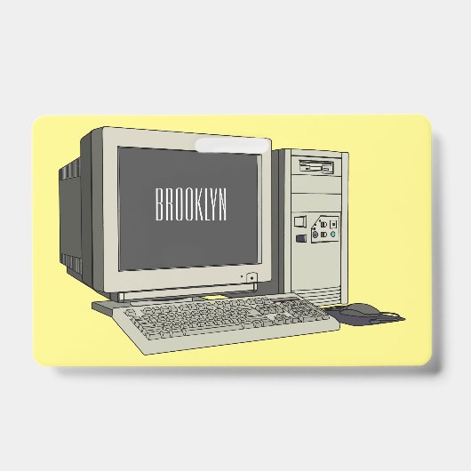 Computer striptekening illustratie badge (Voorzijde)