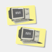 Computer striptekening illustratie badge (Voor- en achterkant)