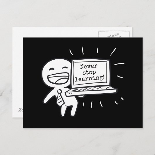 Computer Student houdt nooit op met leren Briefkaart (Voorkant / Achterkant)