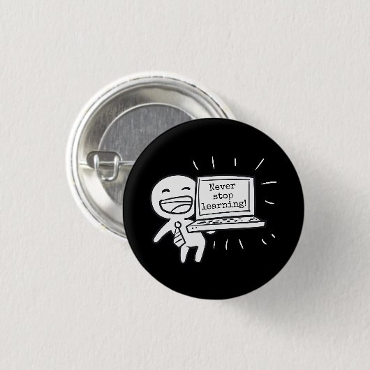 Computer Student houdt nooit op met leren Ronde Button 3,2 Cm (Voorkant /achterkant)