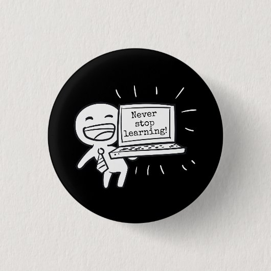 Computer Student houdt nooit op met leren Ronde Button 3,2 Cm (Voorkant)