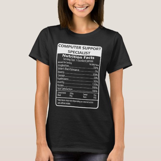 Computer Support Specialist Nutrition Facts T-shirt (Voorkant)