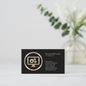 Computer Tandwielen Icoon PC-Technicus Bedrijfskaa Visitekaartje (Staand voorkant)