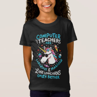 Computer Teacher Unicorn FunnyTeacher Waardering T-shirt