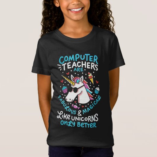 Computer Teacher Unicorn FunnyTeacher Waardering T-shirt (Voorkant)