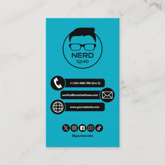 Computer Tech Guy Nerdy Business Card Visitekaartje (Voorkant)