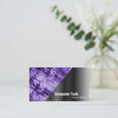 Computer Tech Visitekaartje Black & Paarse nummers (Staand voorkant)