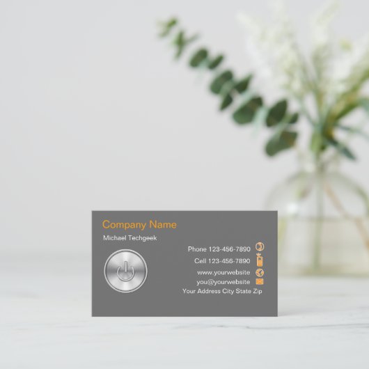 Computer Tech Visitekaartjes (Staand voorkant)