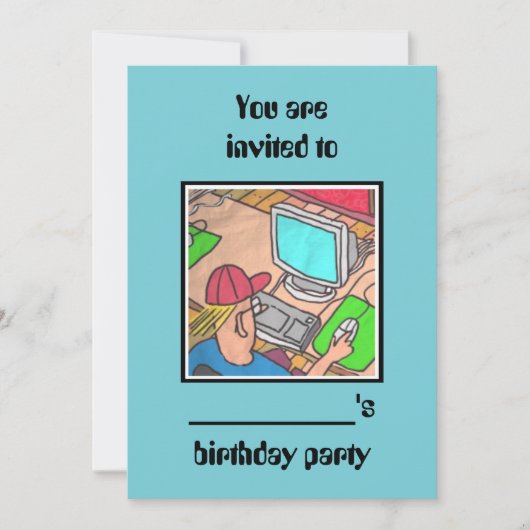 #computer verjaardagsfeest invite door dalDesignNZ Kaart (Voorkant)