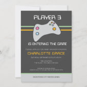 Computer Video Game Player heeft Baby shower ingev Kaart (Voorkant)