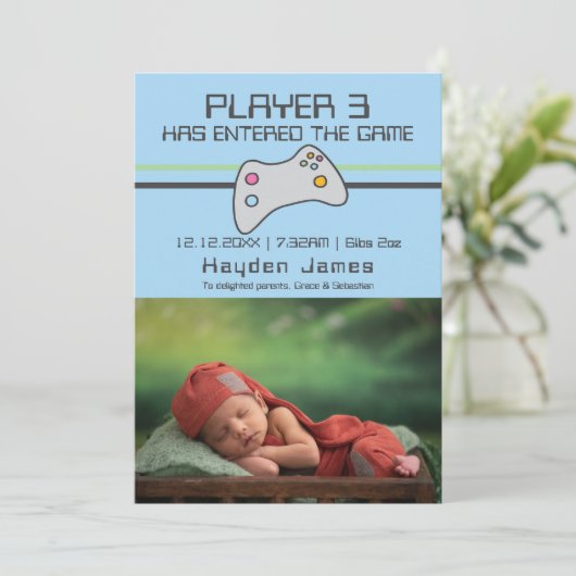 Computer Video Game Player heeft nieuwe baby ingev Kaart (Staand voorkant)