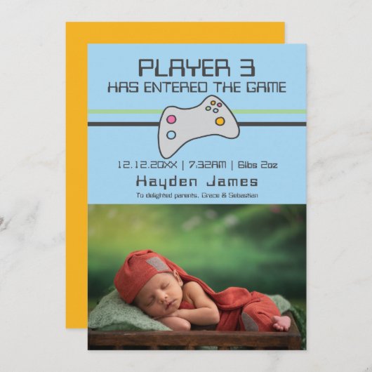 Computer Video Game Player heeft nieuwe baby ingev Kaart (Voorkant / Achterkant)
