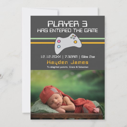 Computer Video Game Player heeft nieuwe baby ingev Kaart (Voorkant)